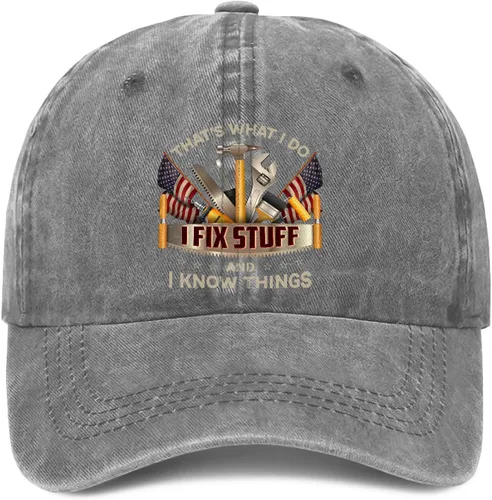 Vista 8 de I Fix Stuff and Know Things - Sombrero para hombre, That's What I Do Hat, I Fix Stuff Hat, I Fix Things and I Know Stuff Hat 1 (negro)