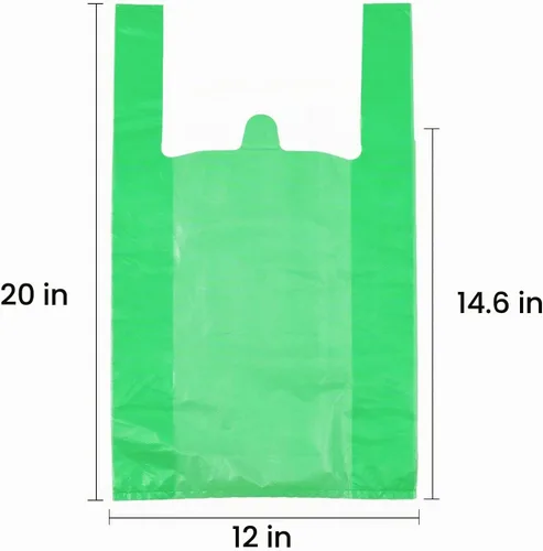 Vista 2 de LazyMe Bolsas para camisetas, bolsas de plástico con asas a granel para compras y restaurantes, bolsas de plástico para negocio, 12 x 20 pulgadas