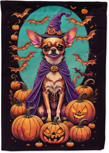 Vista 74 de Caroline's Treasures DAC1466GF - Bandera decorativa para jardín de Halloween de Affenpinscher Witchy para jardín, decoración para patio exterior