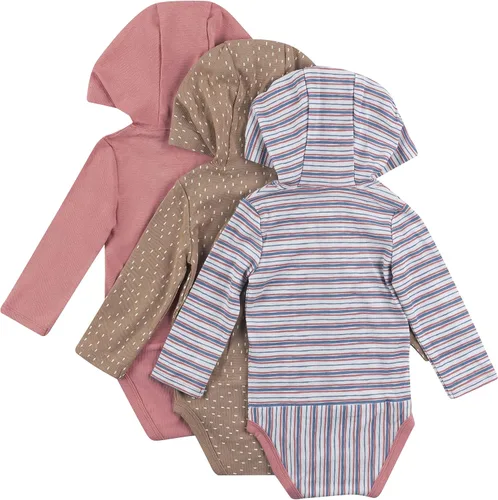 Vista 2 de Hanes baby-girls Baby Long Sleeve Bodysuit Ultimate Bodysuit Hoodie Boys Girls 3-pack