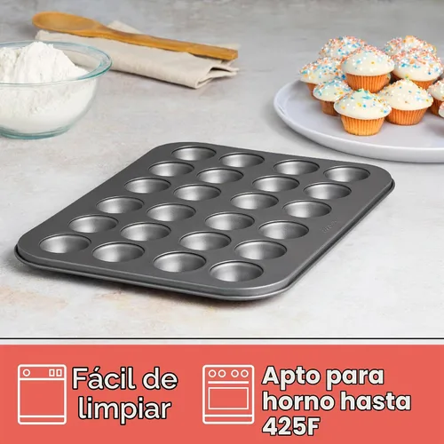 Vista 2 de Cooking Light Mini molde para muffins de acero al carbono con revestimiento de liberación rápida, antiadherente, apto para hornear, rendimiento