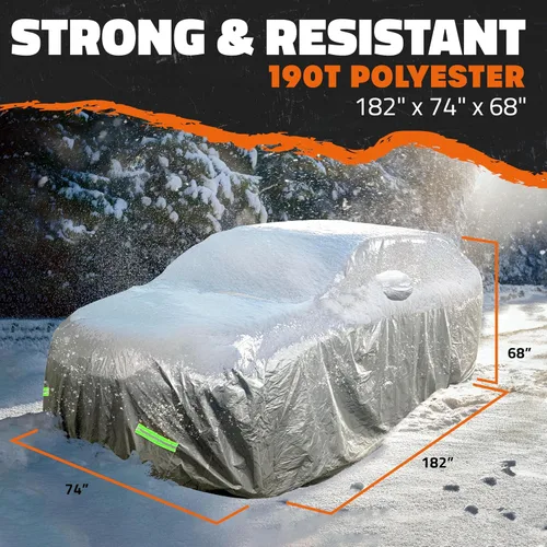 Vista 4 de Mockins 190T - Funda de poliéster para vehículos SUV Small SUV Car Cover for Snow , Frost, Dust, UV & Rain Outdoor & Indoor Car Covers for