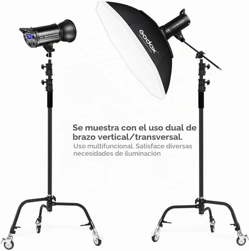 Vista 5 de Soporte C resistente con ruedas 11.3ft/345cm Negro