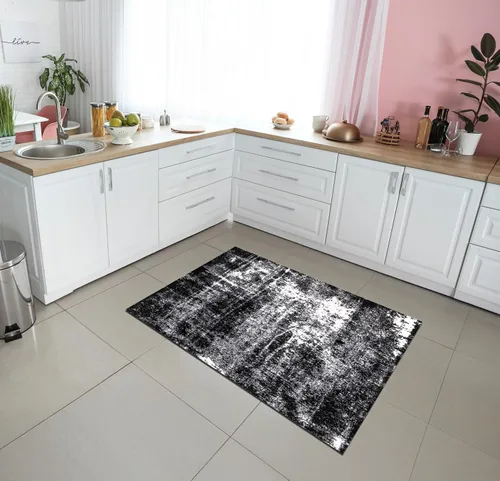 Vista 77 de Keen Home Design Alfombras de Área - 2x3 Que No Se Desprenden, Alfombras Abstractas para Cocina, Sala de Estar, Dormitorio, Comedor, Entrada Negro
