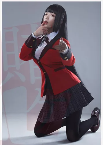Vista 3 de Nuoqi Yumeko Jabami Compulsivo Gambler Anime Cosplay Disfraz Escuela Uniforme Conjunto Completo