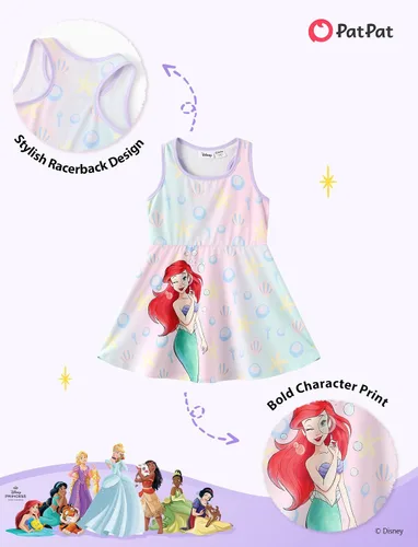 Vista 6 de Disney Frozen Elsa Princess Stitch Minnie - Vestido de tenis para niñas, sin mangas, con pantalones cortos, bolsillo y diadema, 2-9 años