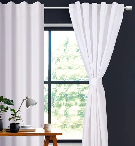Vista 13 de Cortinas de lino natural – Juego de 2 paneles con pestaña trasera, 50 x 63 pulgadas cada uno, cortinas texturizadas con aspecto de lino para sala