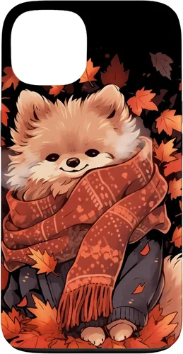Vista 7 de Pomeranian Pom Autumn Fall Leaves Dog Thanksgiving Case for iPhone 17
