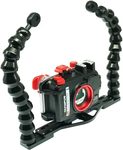 Vista 2 de Nitescuba Bandeja doble flexible para cámara subacuática - Soporte estabilizador de mano para GoPro, Sony RX100 y PT-059 carcasa de cámara compacta