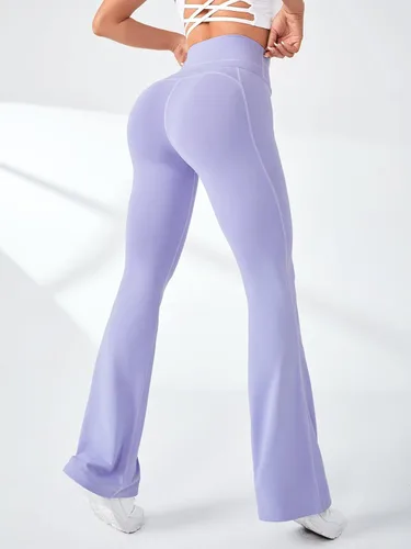 Vista 2 de SOLY HUX Leggings acampanados para mujer, pantalones deportivos de cintura alta, pantalones de yoga con corte de bota