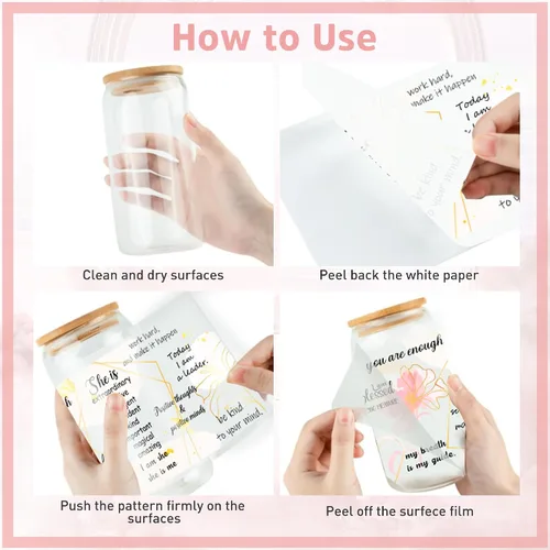 Vista 5 de Adhesivo UV DTF para tazas, 4 hojas de transferencia de flores de la Biblia UV DTF para vidrio de 16 onzas, floral, citas inspiradoras, versículo