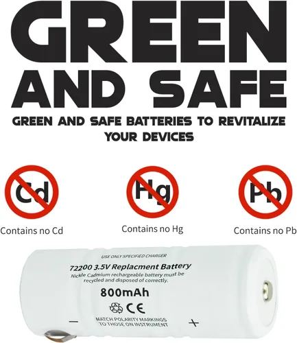Vista 4 de Repuesto para batería Welch Allyn 72200, batería recargable de níquel cadmio de 3.5 V 800 mAh, compatible con manijas de alimentación 60835, 71000