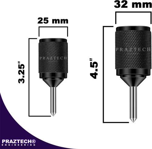 Vista 2 de PRAZTECH® Punzón central de alineador de centro de transferencia universal, pasador endurecido (juego de 2) Orificios centrales de transferencia