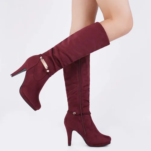 Vista 7 de DREAM PAIRS - Botas de tacón alto con plataforma, a la rodilla, para mujer