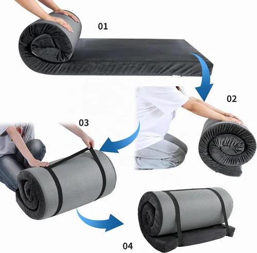 Vista 6 de HOMBYS Colchón de Camping de Espuma Viscoelástica Impermeable de 3 Pulgadas de Grosor para Dormir al Aire Libre, Almohadilla de Colchón Portátil