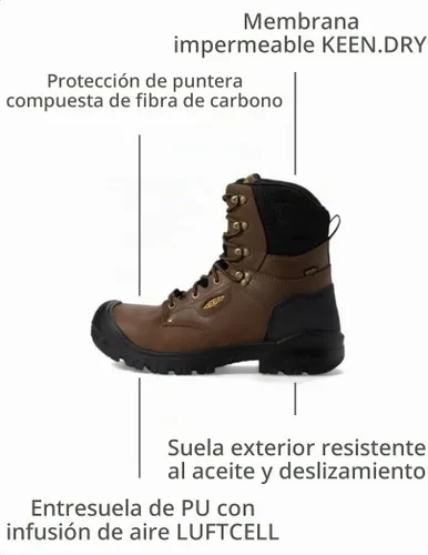 Vista 3 de KEEN Utility Botas de trabajo independientes de cuero impermeable con punta compuesta de 8 pulgadas para hombre