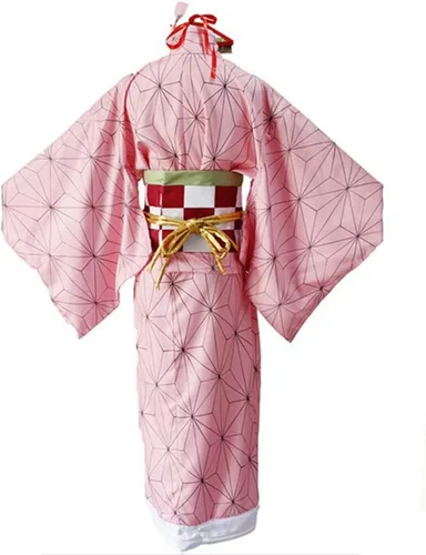 Vista 4 de Disfraces de cosplay de anime de Nezuko Kamado, disfraz de cosplay para mujer, kimono, fiesta de Halloween