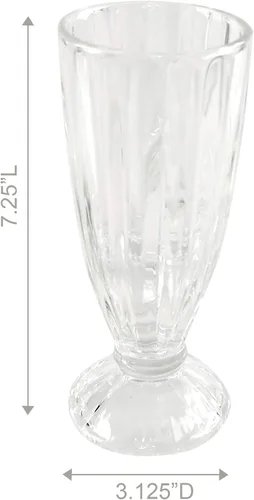 Vista 4 de Home-X Juego de vasos de batido de estilo vintage, cristalería acanalada antigua, tazas de postre para helados, licuados, fuente de soda clásica