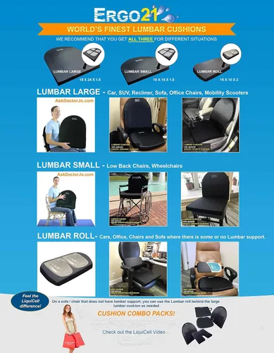 Vista 4 de ERGO21 Rollo lumbar de soporte para cuello y espalda hecho de membranas rellenas de líquido, soporte de respaldo de silla en casa, sillas