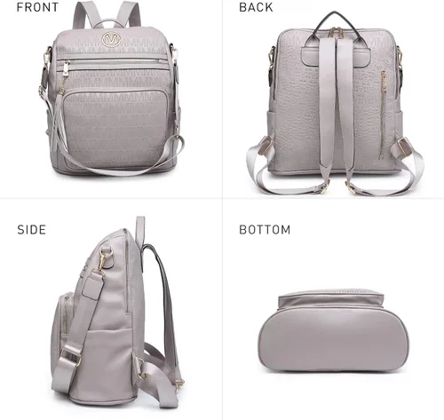 Vista 11 de MKP COLLECTION Mochila de moda para mujer, bolsa convertible grande para mujer, mochila de viaje, bolsa de hombro, juego de 2 piezas con borla, Beige