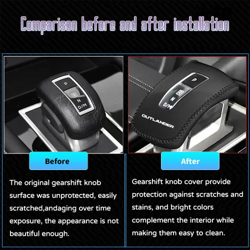 Vista 3 de Accesorios de interior personalizados para Mitsubishi Outlander 2022 2023 2024 Cubierta protectora de palanca de cambios de coche de cuero