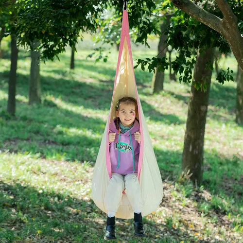 Vista 2 de YAERSI Silla de hamaca infantil de algodón con cojín inflable de PVC