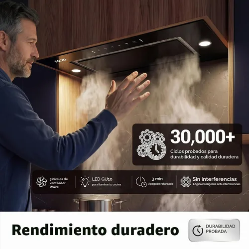Vista 8 de Campana extractora de 30 pulgadas, campana extractora negra