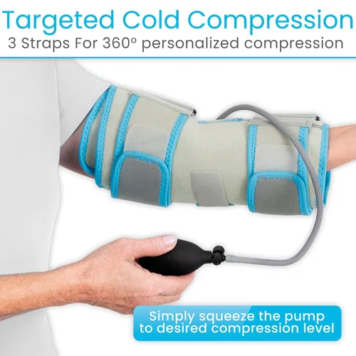Vista 2 de Vive - Bolsa de hielo de compresión para codo con bomba inflable, alivio del dolor