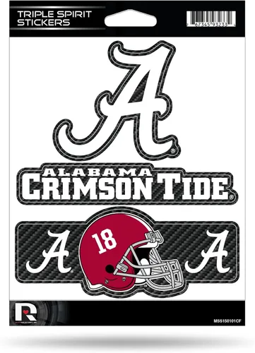 Vista 15 de Rico Industries NCAA - Lámina de adhesivos triple diseño de Alabama Primario