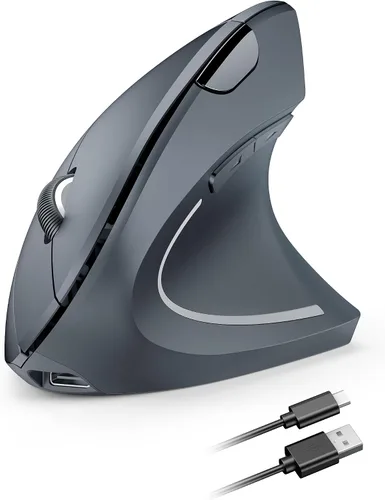 Vista 9 de TECKNET Ratón Ergonómico, Ratón Vertical Inalámbrico Recargable para Túnel Carpiano Mano Derecha, 4800 DPI 5 Niveles Ajustables 2.4GHz con Receptor