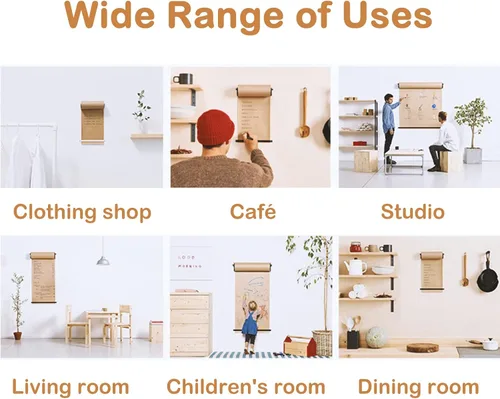 Vista 6 de Dispensador y cortador de papel kraft montado en la pared, nota de pared colgante para oficina y café, papel tapiz de graffiti para niños, papel