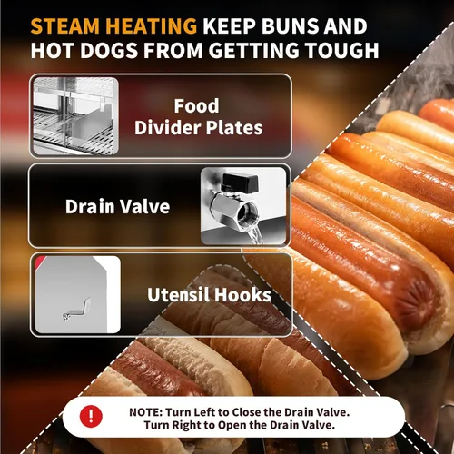 Vista 5 de Hot Dog Steamer Machine, 2-Tier Large Capacity 27L / 29QT
