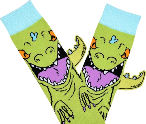Vista 2 de Hyp Rugrats Reptar with Embellished Tail Cosplay Mens Crew Socks
