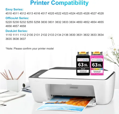 Vista 2 de Cartuchos de tinta remanufacturados de repuesto para impresora HP 63 XL HP 63 tinta HP63 63XL cartuchos de tinta color negro paquete combinado