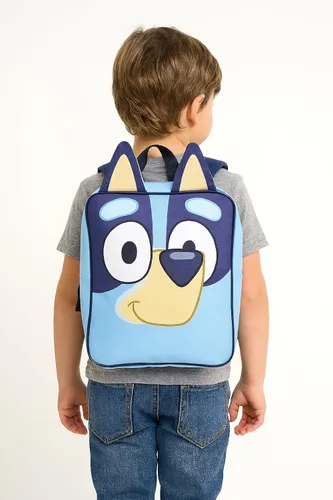 Vista 5 de Bluey - Mochila para niños con licencia oficial de regreso a clases, bolsa de hombro de 14 pulgadas no personalizada con cara y orejas