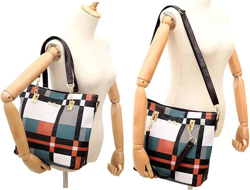 Vista 2 de YOUNXSL 6 bolsas de mano de poliuretano para mujer bolso de hombro bolso cruzado bolso de mano bolso de mano bolso de mano con asa superior