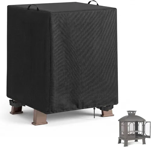 Vista 26 de Cubierta rectangular para fogata, impermeable, para mesa de fuego de gas propano al aire libre, 28 pulgadas de largo x 28 pulgadas de ancho x 24
