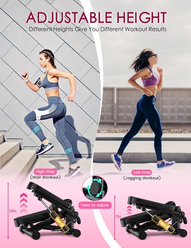 Vista 3 de Steppers for Exercise at Home, KitGody Mini Stepper with Resistance Bands, Portable Stair Stepper for Home 330LBS Capacity, Adjustable Height