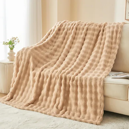 Vista 36 de NEWCOSPLAY Manta para Sofá Aqua Súper Suave de Franela Polar 3D Burbuja Ligera Manta de Cama para Uso en Todas las Estaciones (Aqua, Throw(50"x60"))