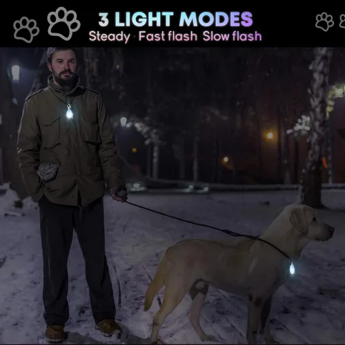 Vista 5 de Paquete de 2 luces recargables para perros, luz para collar de perro, impermeable, luces de seguridad LED para perros con 3 modos, múltiples