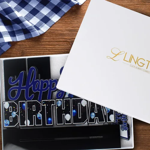 Vista 5 de LINGTEER Feliz 10º Cumpleaños Juego de Centros de Mesa de Acrílico Azul para Mesa - Brindemos por Diez Años Decoraciones de Regalo de Fiesta de 10º