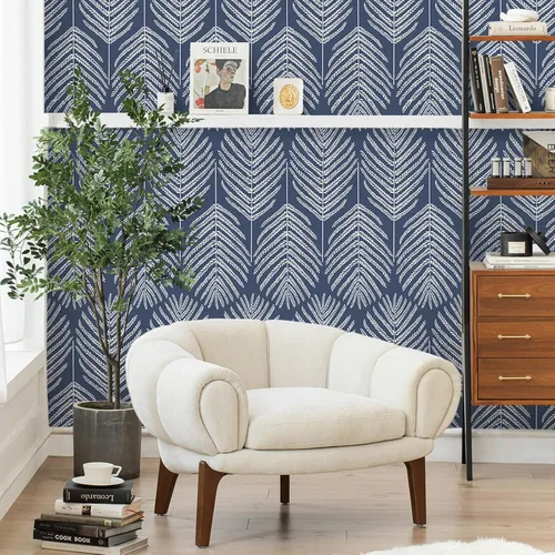 Vista 4 de Fititem Papel Tapiz Azul Despegar y Pegar Costero Boho Azul Papel de Contacto para Gabinetes Océano Playa Moderno Papel de Contacto Removible