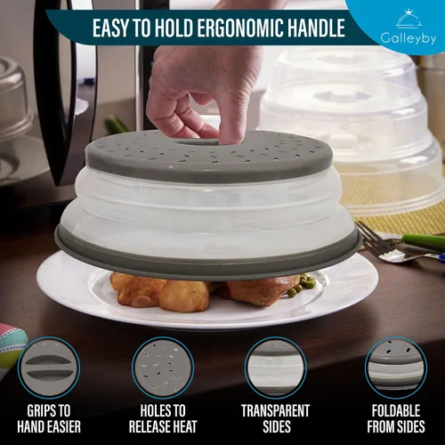 Vista 3 de Funda de silicona para salpicaduras de microondas, apta para lavavajillas, paquete de 1 funda para tapa de microondas para alimentos, diseño