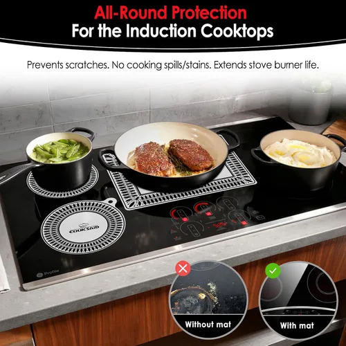 Vista 2 de Cook's Aid 2 protectores de silicona para placa de inducción de 7.9 pulgadas (magnético) Protector de estufa de inducción resistente al calor a
