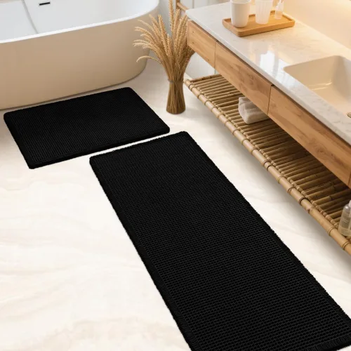 Vista 80 de IM HOME Tapete de baño de punto gofre, color caqui, de 24 x 17 pulgadas, tejido bohemio, moderno, absorbente, antideslizante, suave, lavable