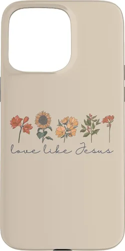 Vista 31 de Love Like Jesus - Carcasa para iPhone 17, diseño de flores y texto bíblico, religioso