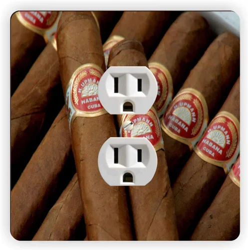 Vista 2 de Cuban Cigars Havana Cigar - Tapa de interruptor de luz basculante doble - Placa de interruptor basculante doble