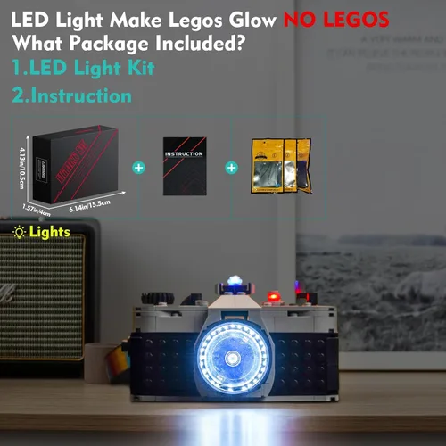 Vista 9 de VONADO Kit de luz LED compatible con LEGO Retro Camera 31147 Creator, accesorios de juego de iluminación creativa