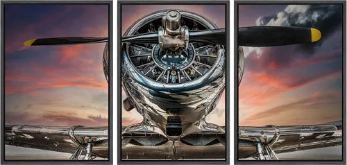 Vista 67 de wall26 Lienzo enmarcado para pared, juego de arte exótico tropical, océano, mar, avión, puesta de sol, transporte, fotografía, realismo, decorativo