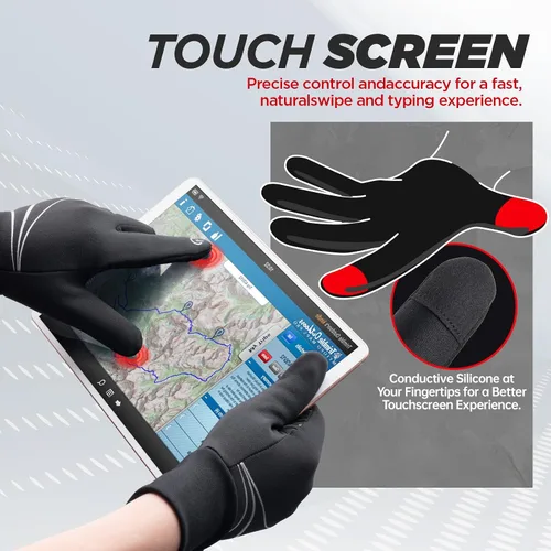 Vista 3 de Guantes de invierno para hombres y mujeres, cálidos, térmicos, resistentes al viento, pantalla táctil, antideslizantes, para ciclismo, conducir